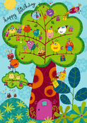 Joyeux anniversaire sous un arbre gaie